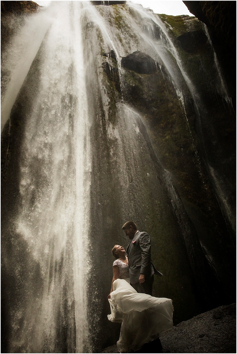 Iceland Elopement Photograph Under a Hidden Waterfall